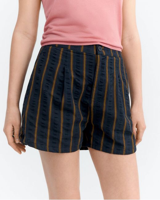 Thinking Mu Black Seersucker Shorts Stripes Nar