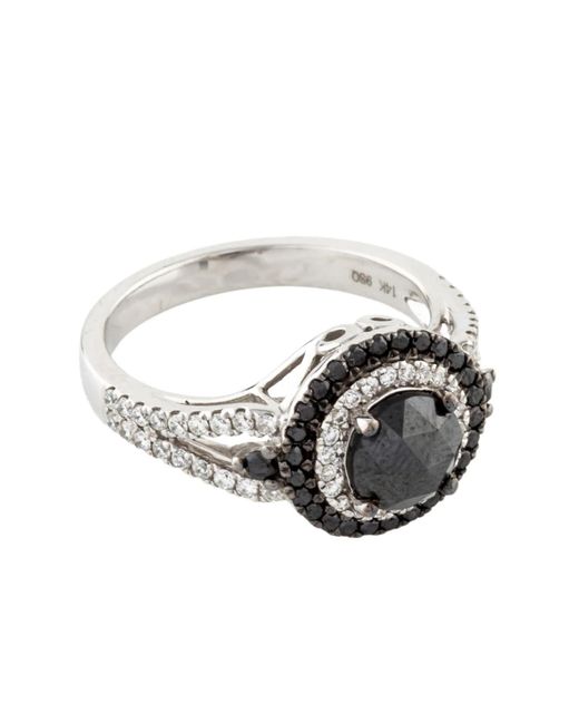 Artisan Metallic Black Diamond Solid White Gold Designer Ring Jewelry