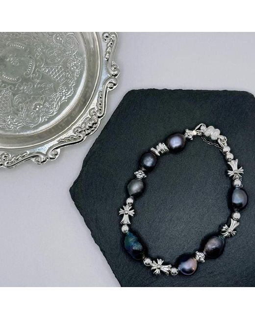 Ninemoo Blue Natural Pearl Cross Bracelet