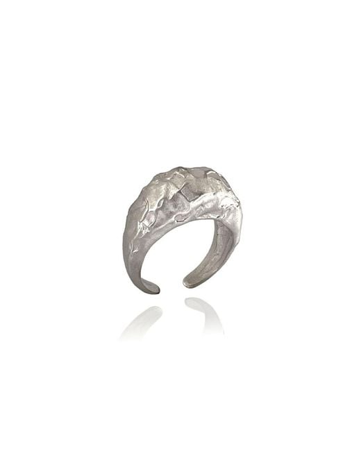 LINYA JEWELLERY Metallic Pary Amorphous Matte Oval Ring