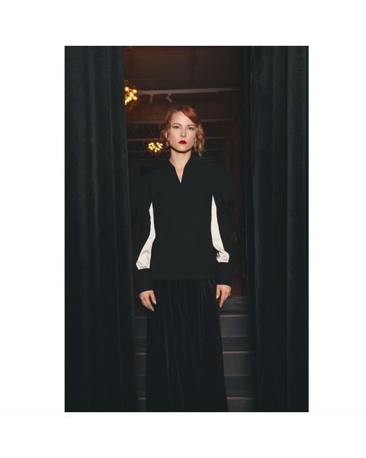 Julia Allert Black Party Minimalist Long Sleeve Top