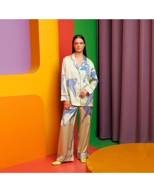 Piola Blue Mulberry Silk Pyjama Party Set