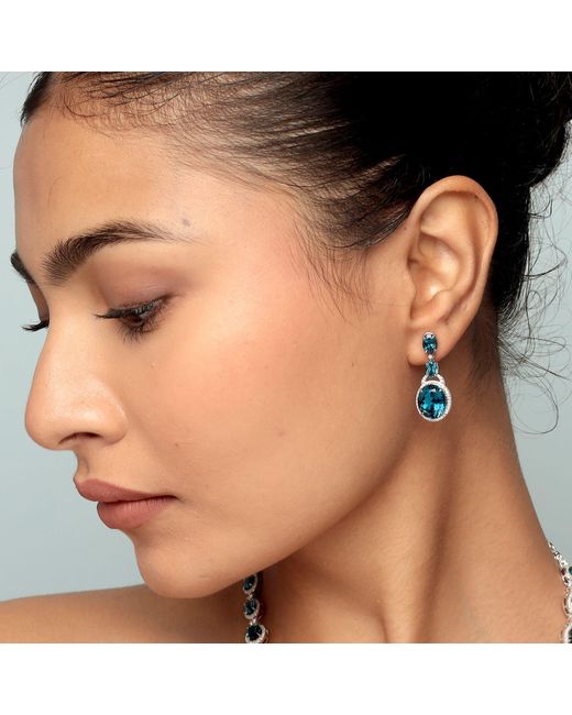 Artisan Blue London Topaz & Diamond Drop Earrings