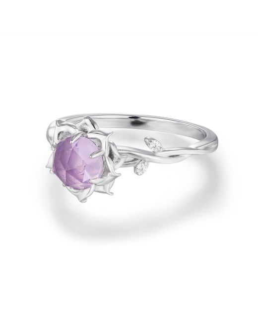 Azura Jewelry New York Metallic Moonflower Amethyst Ring Vermeil