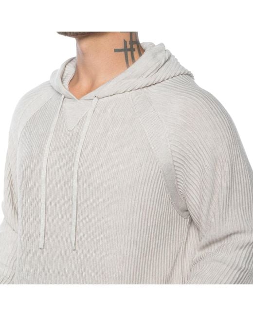 Weston Jon Boucher White Dune Ottoman Knit Luxury Hoodie With Silk & Wool for men