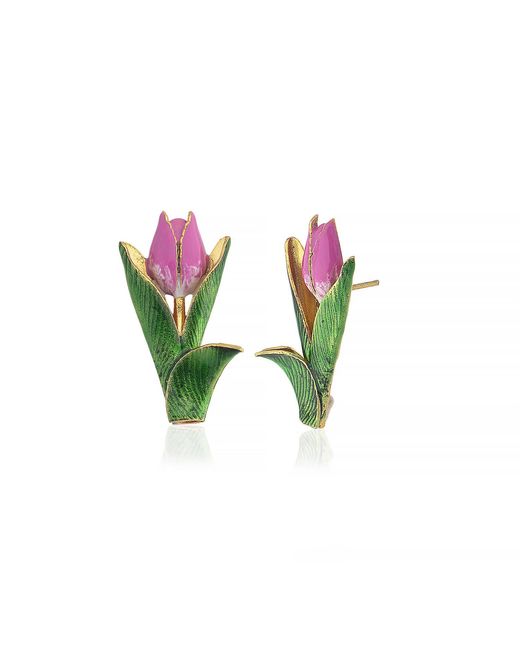 Milou Jewelry Green Tulip Flower Earrings