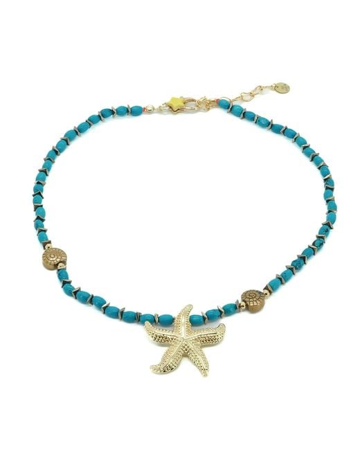 Ebru Jewelry Blue Ocean Spirit Starfish & Choker Necklace