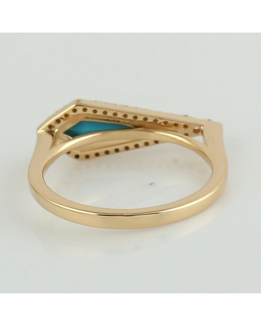 Artisan Blue 18k Gold In Pave Diamond & Bezel Set Triangle Turquoise Cocktail Ring