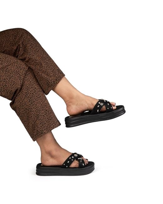 Rettrose Black The Giana Luxury Cross Over Embellished Slides