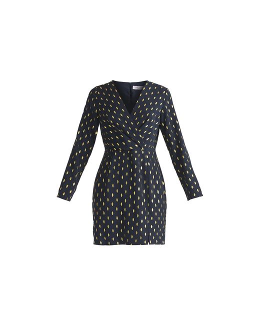 Paisie Black Foil Print Mini Wrap Dress With Slit