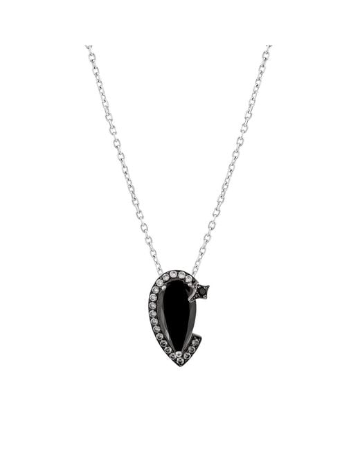 SALLY SKOUFIS Metallic Nourish Necklace Petite With Natural Diamond & Made Cz Diamond Stimulant