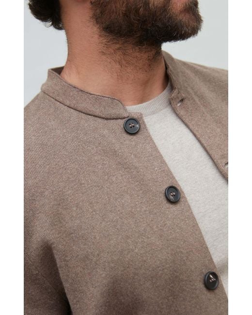 Paul James Knitwear Brown Midweight Cotton Jaipur Knitted Nehru Jacket for men