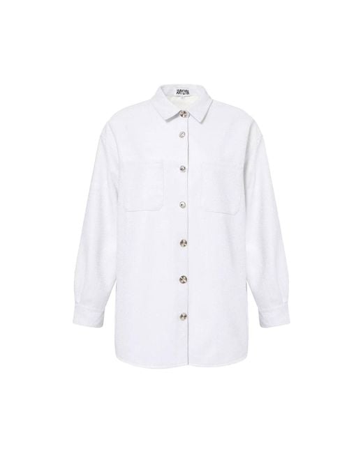 Amy Lynn White Cole Glitter Oversized Shirt