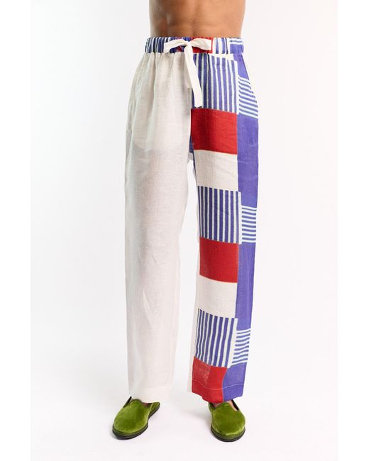 Studio Afuera Blue Lima Printed Linen Pants