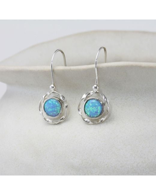 Isla Silver Blue Opal Drop Earrings