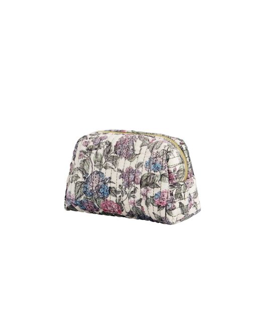 Fable England White Neutrals Hydrangea Small Quilted Makeup Bag & Hydrangea Square Scarf Set