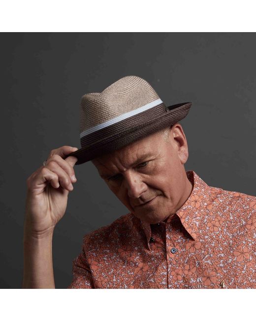 Dasmarca Hats Blue Neutrals Dasmarca Verona Sky Lightweight Summer Two Tone Straw Fedora Hat For And for men