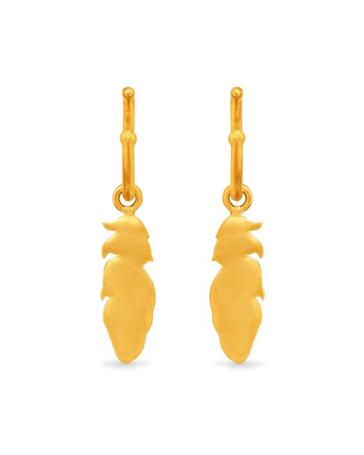 7879 Metallic Feather Charm Hoop Earrings