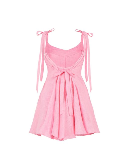 Sanctumum Pink Kaya Mini Linen Dress