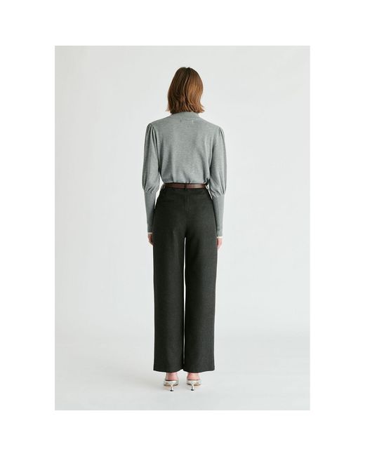 Paisie Black Belted Wide Leg Trousers With Box Pleats