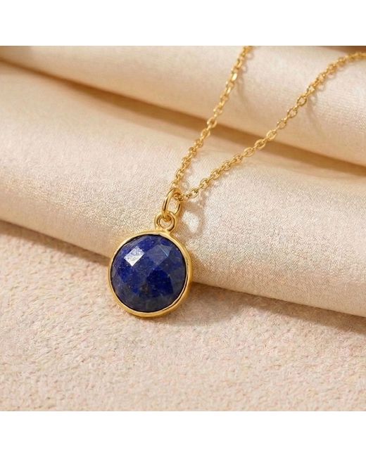 Harfi Blue Vermeil Plated Sapphire Round Pendant Necklace