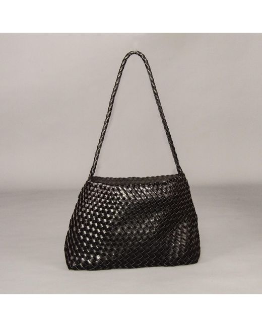 Rimini Black Hand Weaving Shoulder Bag for men
