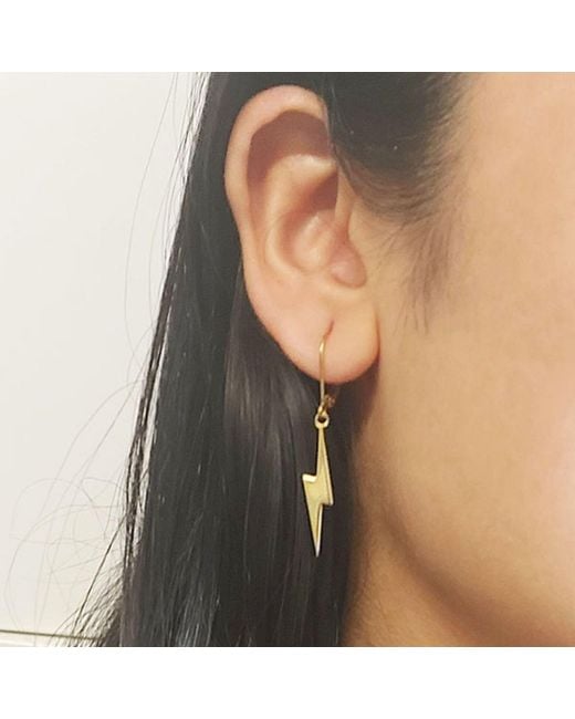 Edge Only Metallic Pointed Lightning Bolt Drop Earrings 18Ct Vermeil