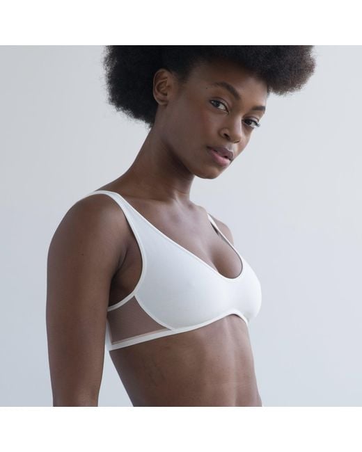 MONIQUE MORIN LINGERIE White Core Scoop Neck Bralette Crystal
