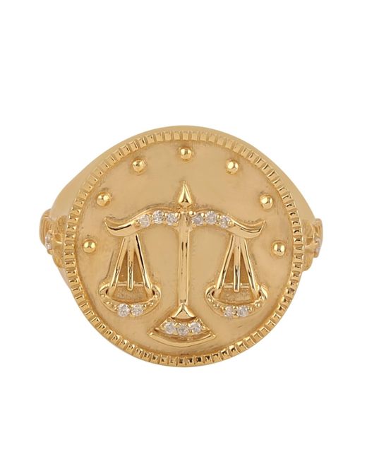 Artisan Metallic Libra Zodiac Diamond Signet Ring