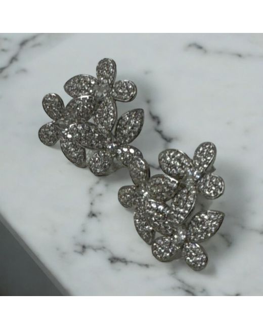 Latelita London White Flowers Large Stud Earrings Silver
