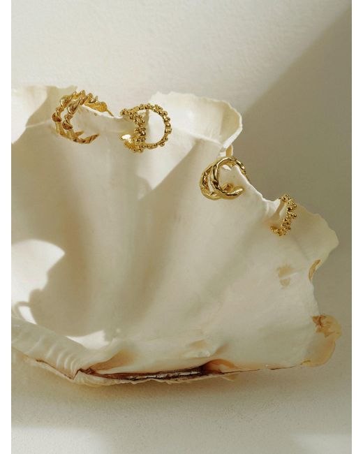 EVA REMENYI Metallic Talisman Small Hoop Earrings 14K