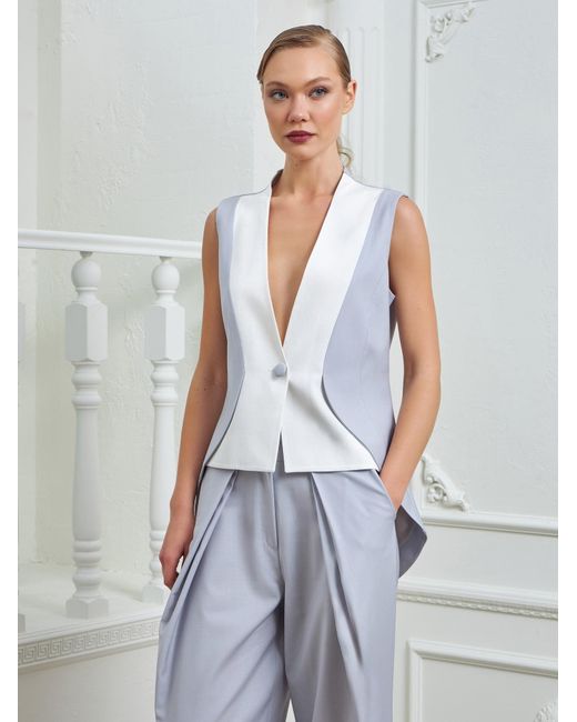 Lumina Eligma Blue The Gathered Suit Pants Ensemble