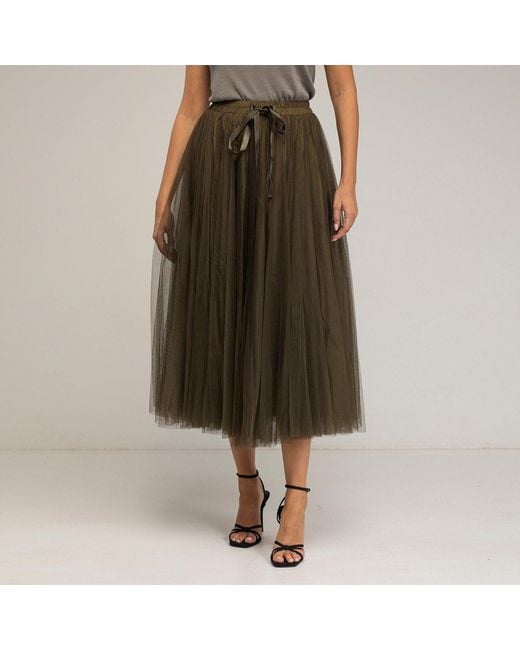 Tantra Spain Sl Brown Tulle Skirt With Multiple Layers And A-Line Cut With Elastic Waistband