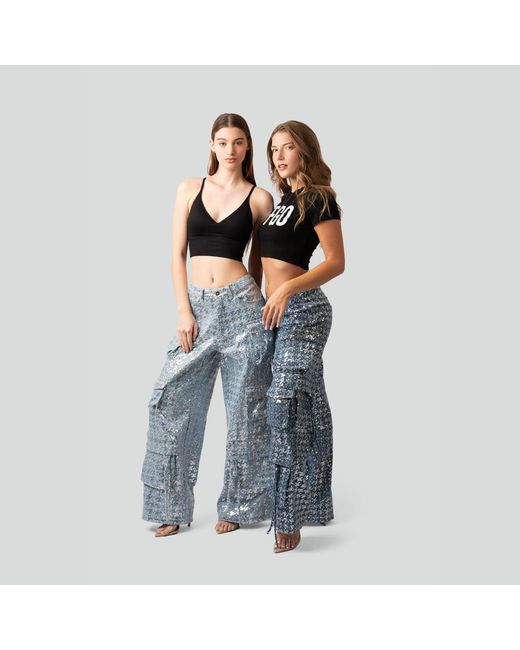 Maui X Lolita Blue Kelly Sequin Cargo Denim Pants