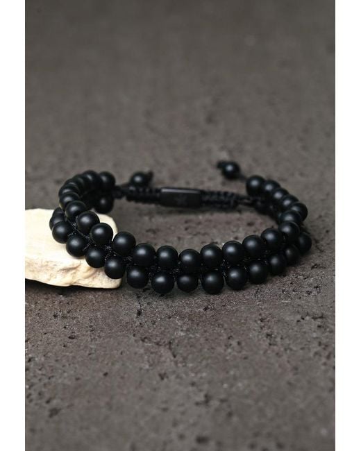 Starfish Project Black Helix Matte Agate Rope Beaded Bracelet for men