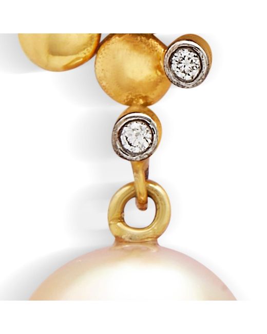 Dhwani Bansal Metallic Fera And Diamond Earrings With South Sea Pearls