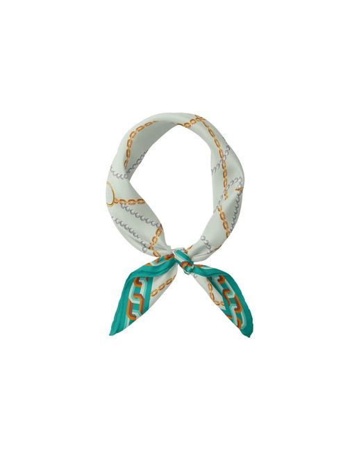 Le Parmentier Green Heritage Chain And Pearls Silk Bandana