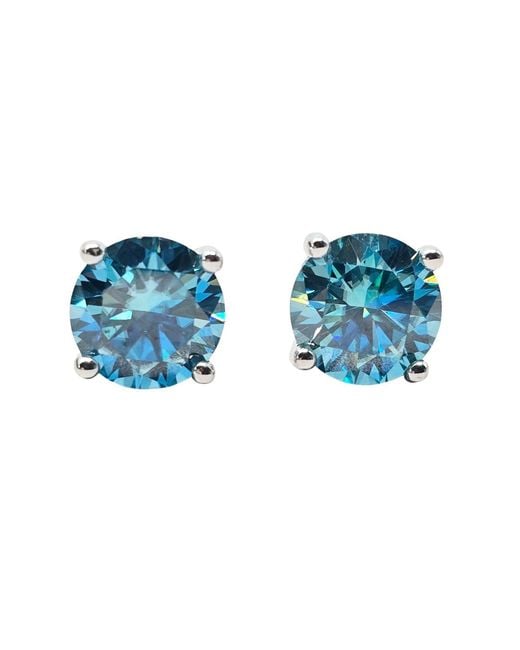 Harfi Blue Aquamarine Moissanite Crystal Sterling Earrings