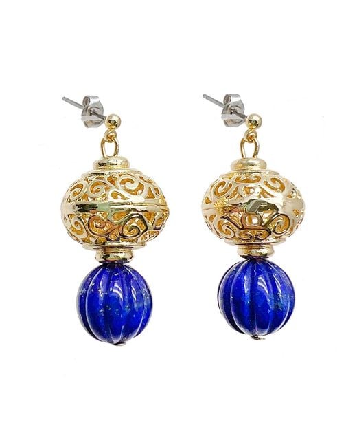Farra Blue Vintage Style Lapis Stud Earrings