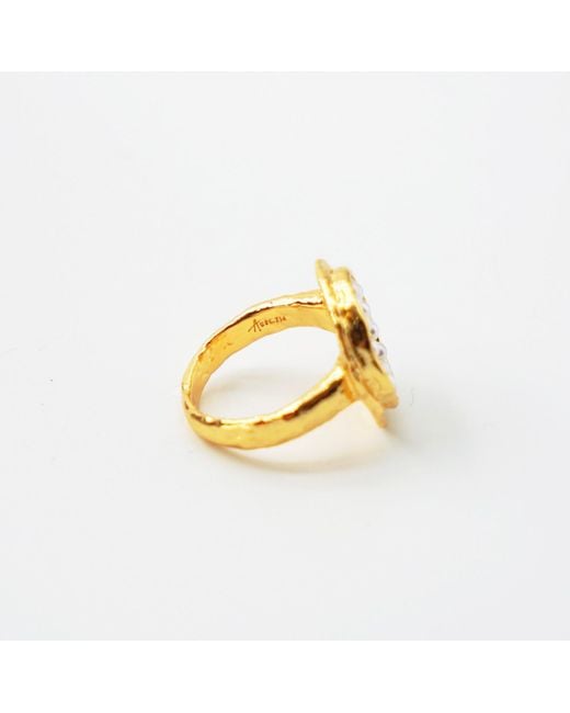 Aurozia Metallic Pearls Of Fortune Coin Plated Pearl Ring
