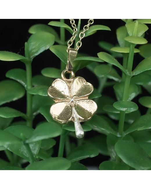 Simon Kemp Jewellers Metallic Lucky Four Leaf Clover Pendant Eighteen Carat On Sterling