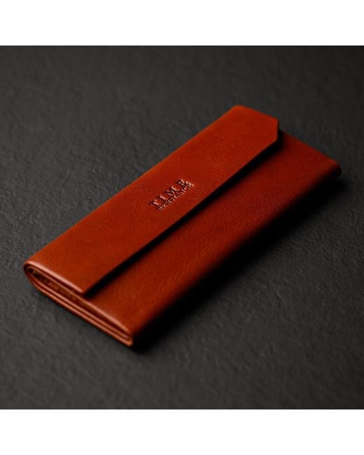 Time Resistance Brown Foldable Cognac Leather Glasses Case for men