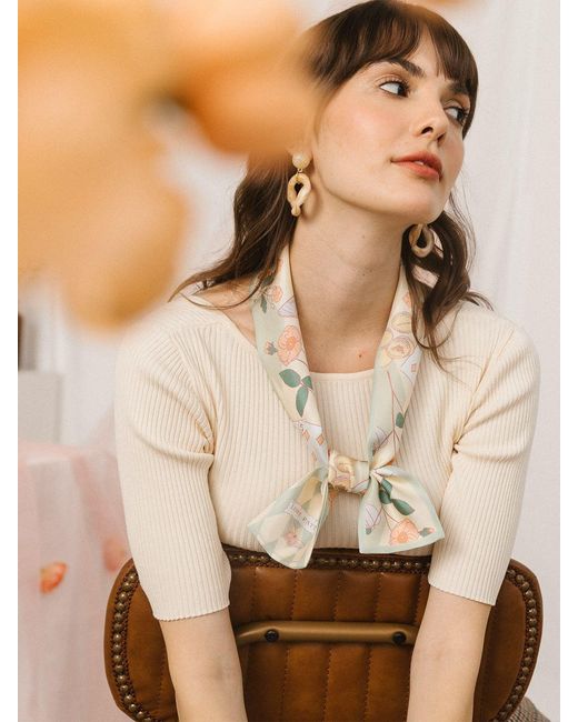Lost Pattern Metallic Wonderland Silk Twill Neck Bow