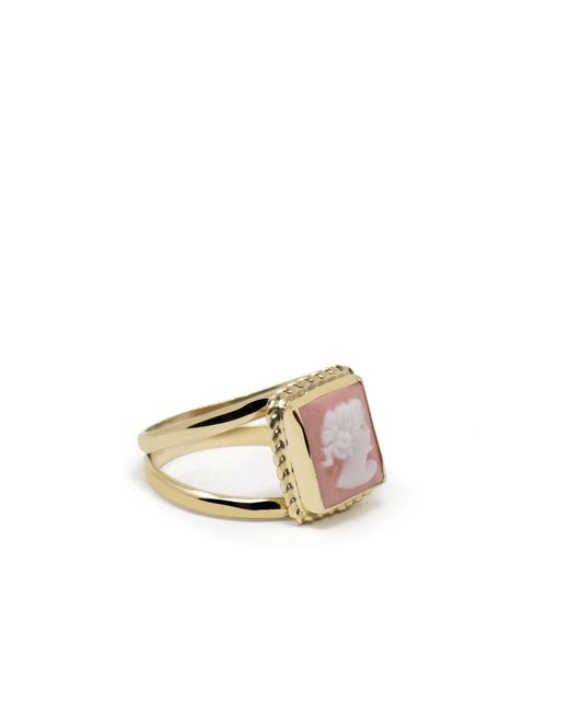 Vintouch Italy Metallic The Beloved Gold-plated Pink Cameo Ring