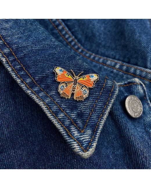 Make Heads Turn Orange Enamel Pin Butterfly