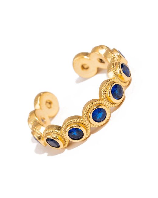 Ebru Jewelry Metallic Royal Sapphire Adjustable Plated Stackable Ring