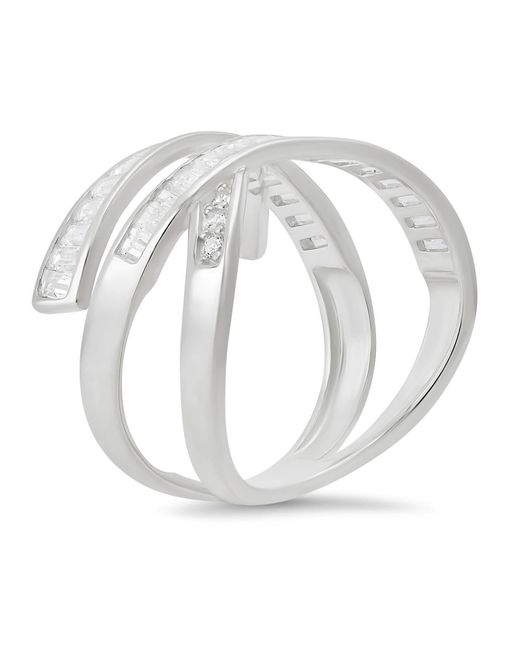Kylie Harper White Sterling Baguette-Cut Highway Statement Ring