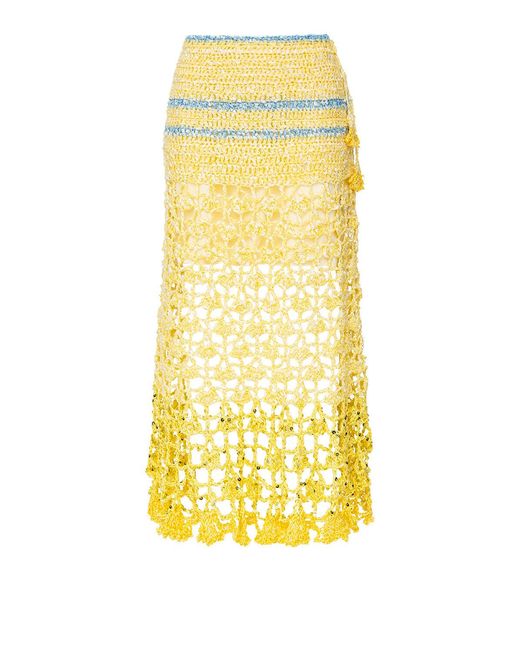 Andreeva Yellow Chrysanthemum Handmade Crochet Midi Skirt