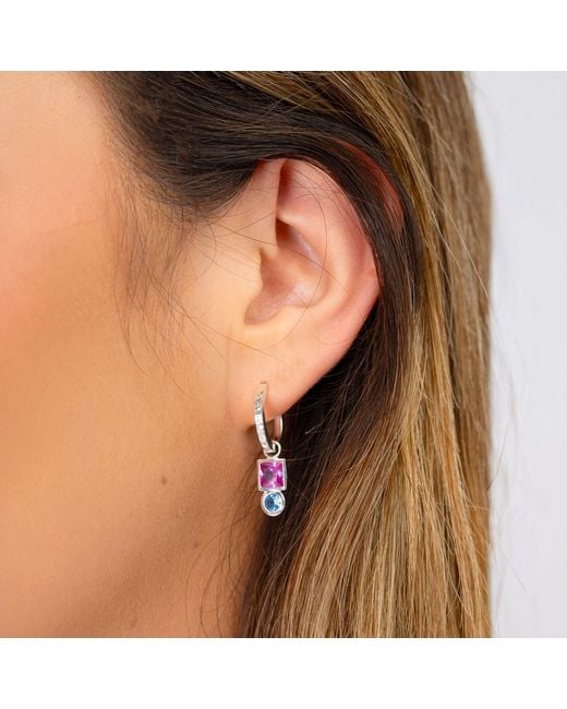 Dower & Hall Metallic Square Tourmaline Hammered Huggie Hoops