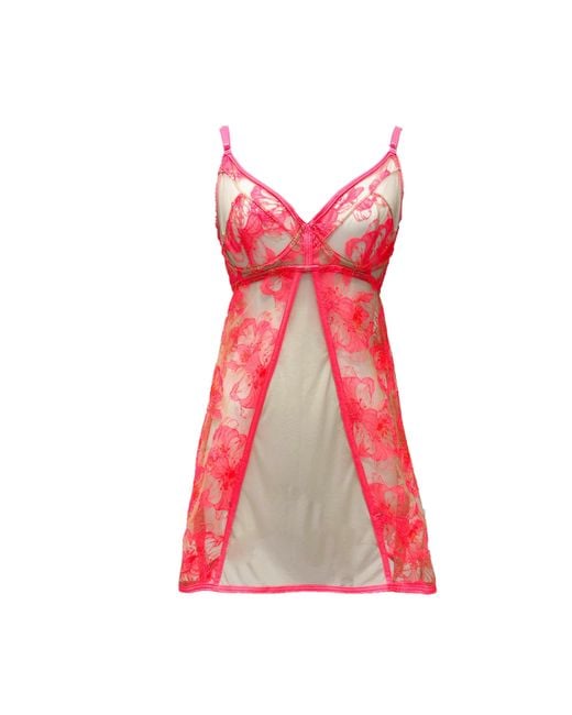 Carol Coelho Red Fluor Underwire Sheer Nightie